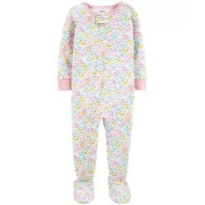 Girls Ditsy Floral-Print Footed Cotton Pajamas - Carter's Baby White 24 Month